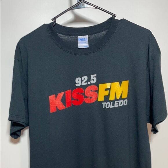 Port and Company Black Tee with Red and Yellow Print - Picture 3 of 7